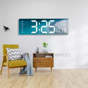 Modern Rectangular LED Digital Landscape Wall Clock: