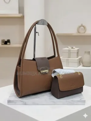 Chrisbella Elegance Duo 2 Piece Handbag a Set of Chocolate and Brown