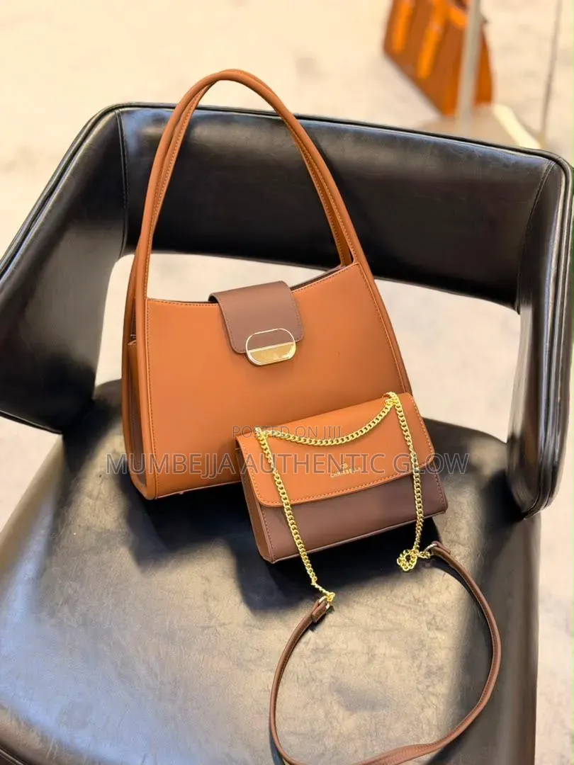 Chrisbella Elegance Duo 2 Piece Handbag a Set of Chocolate and Brown