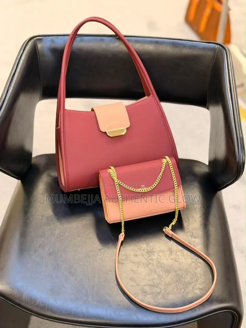 Chrisbella Elegance Duo 2 Piece Handbag a Set of Chocolate and Brown