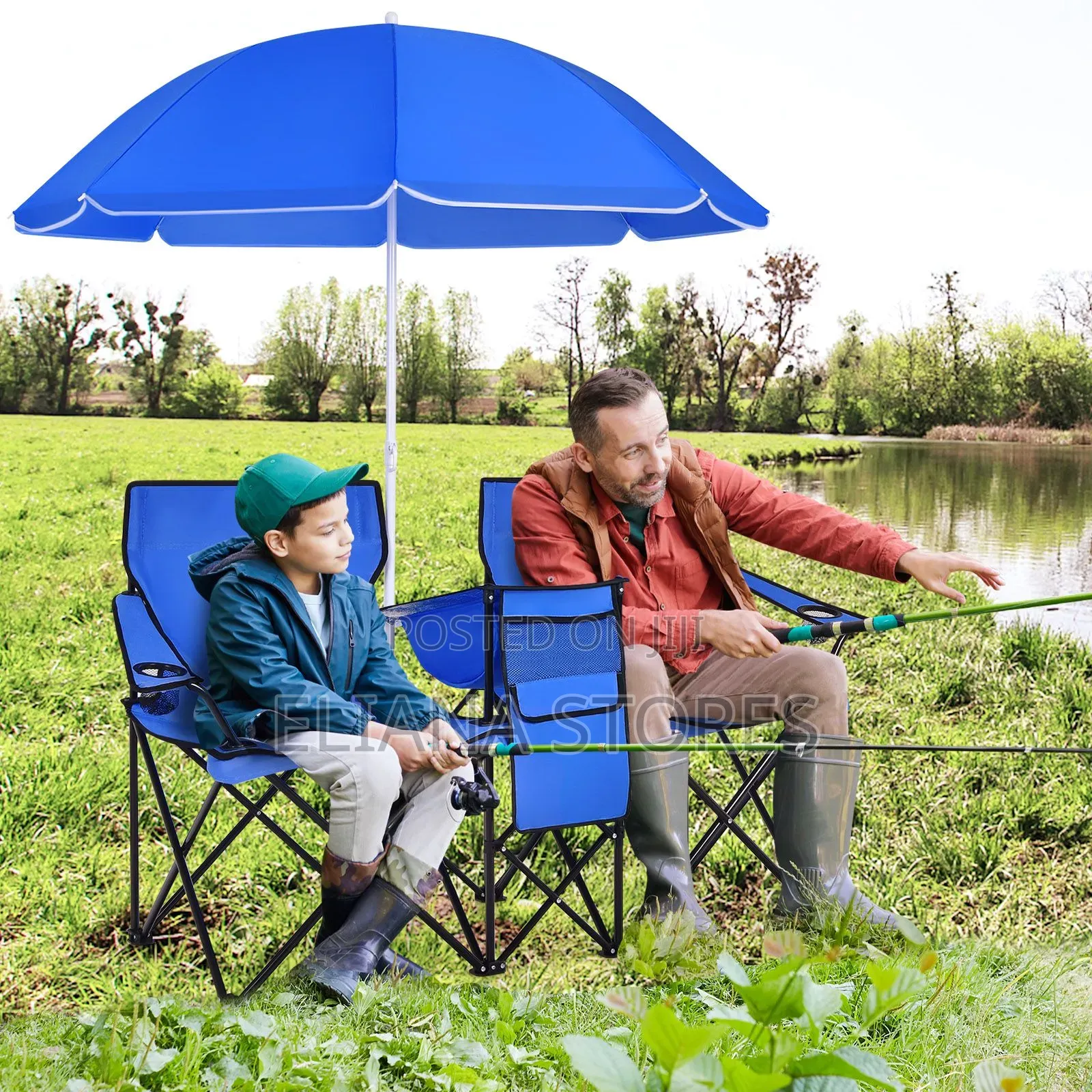 Portable Folding Double Chair With Umbrella