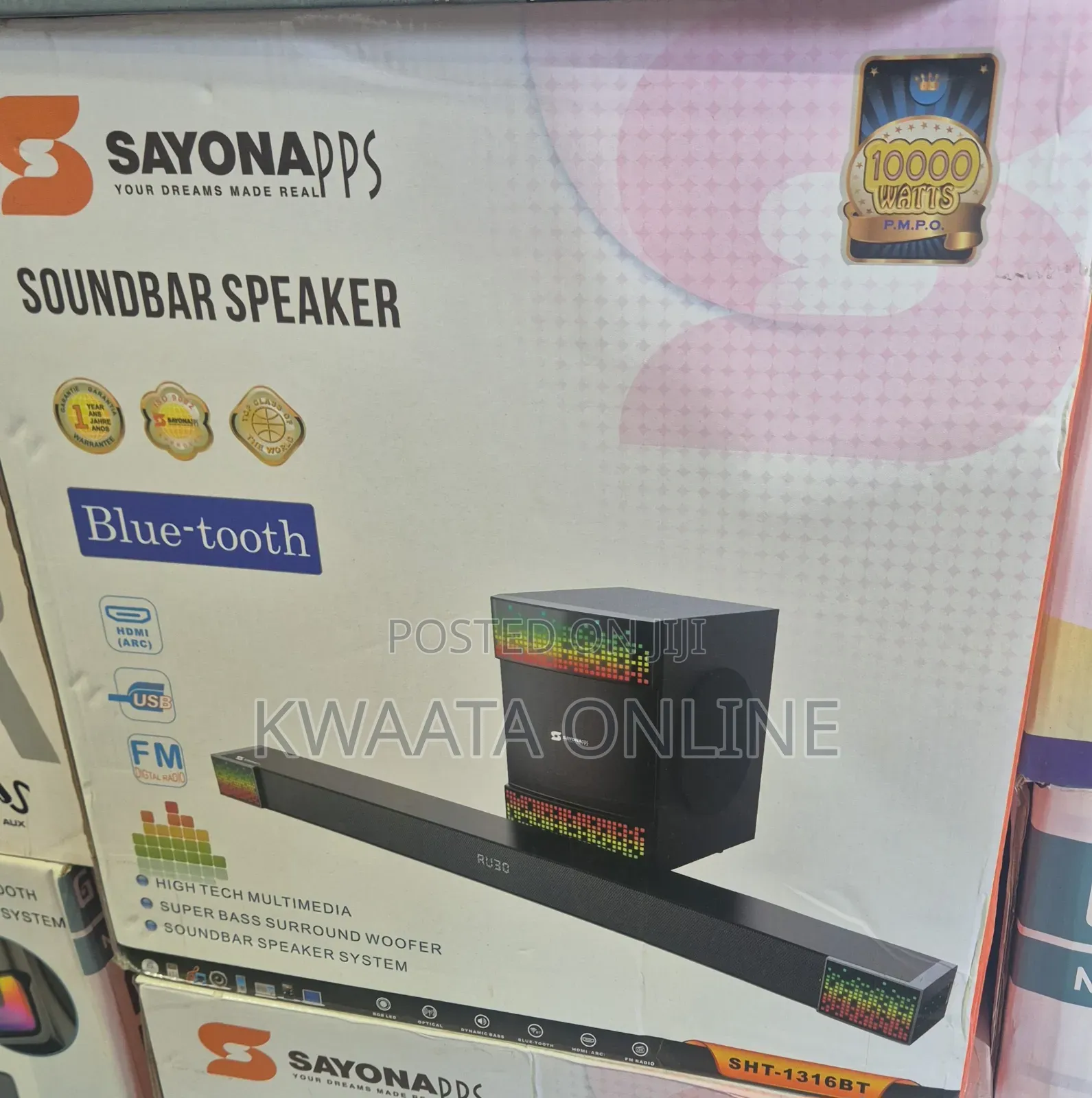 Sayona SHT-1316BT Sound Bar With Bluetooth, USB, AUX & FM Radio