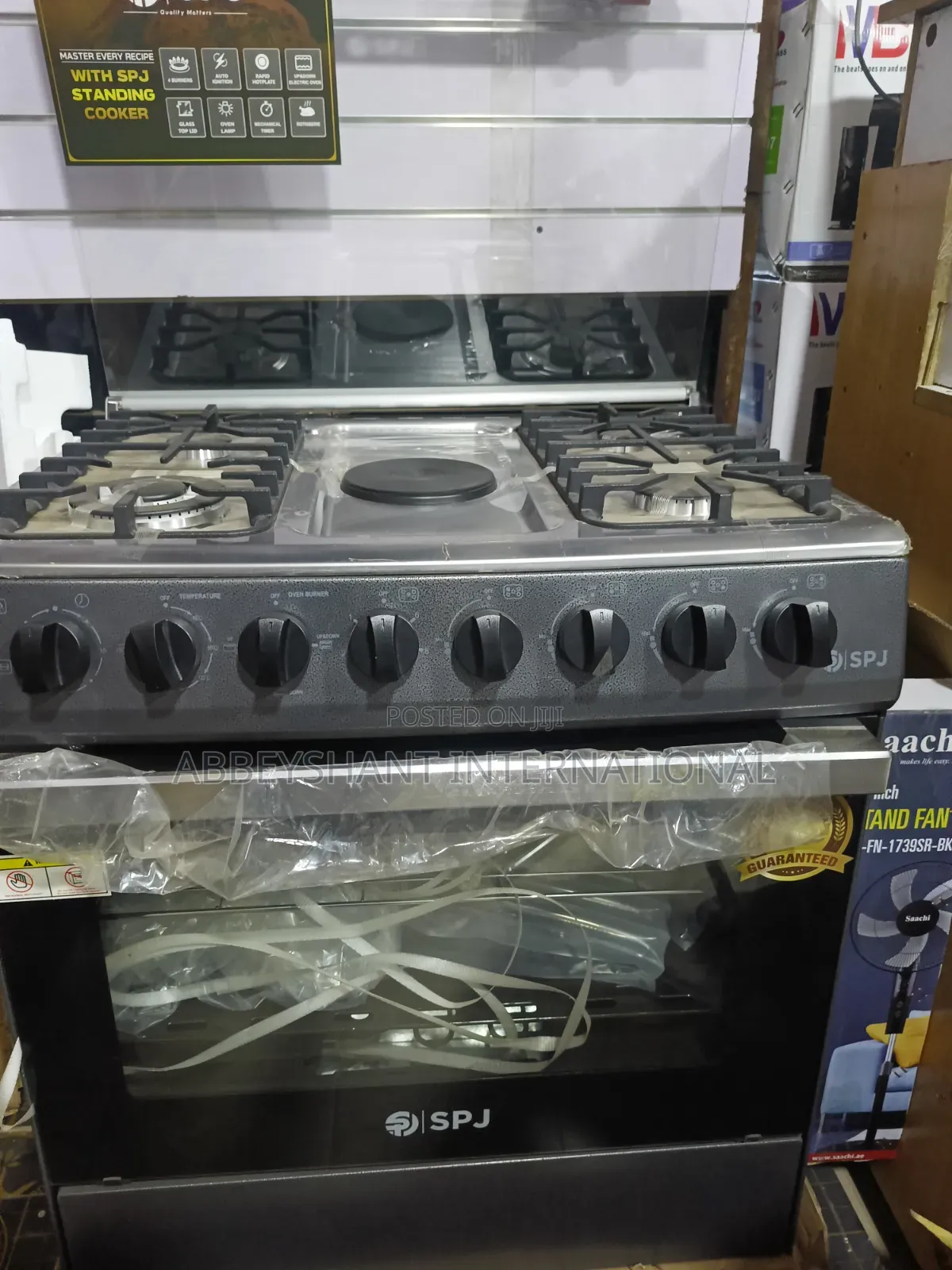 SPJ 80x60cm Freestanding Cooker 4 Gas 1 Electric Hotplate Cooker