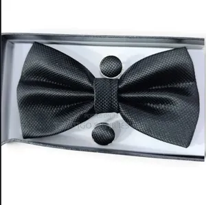 Black Bowtie With Cufflinks and Pocket Hankie.