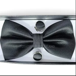 Black Bowtie With Cufflinks and Pocket Hankie.