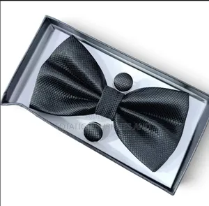 Black Bowtie With Cufflinks and Pocket Hankie.