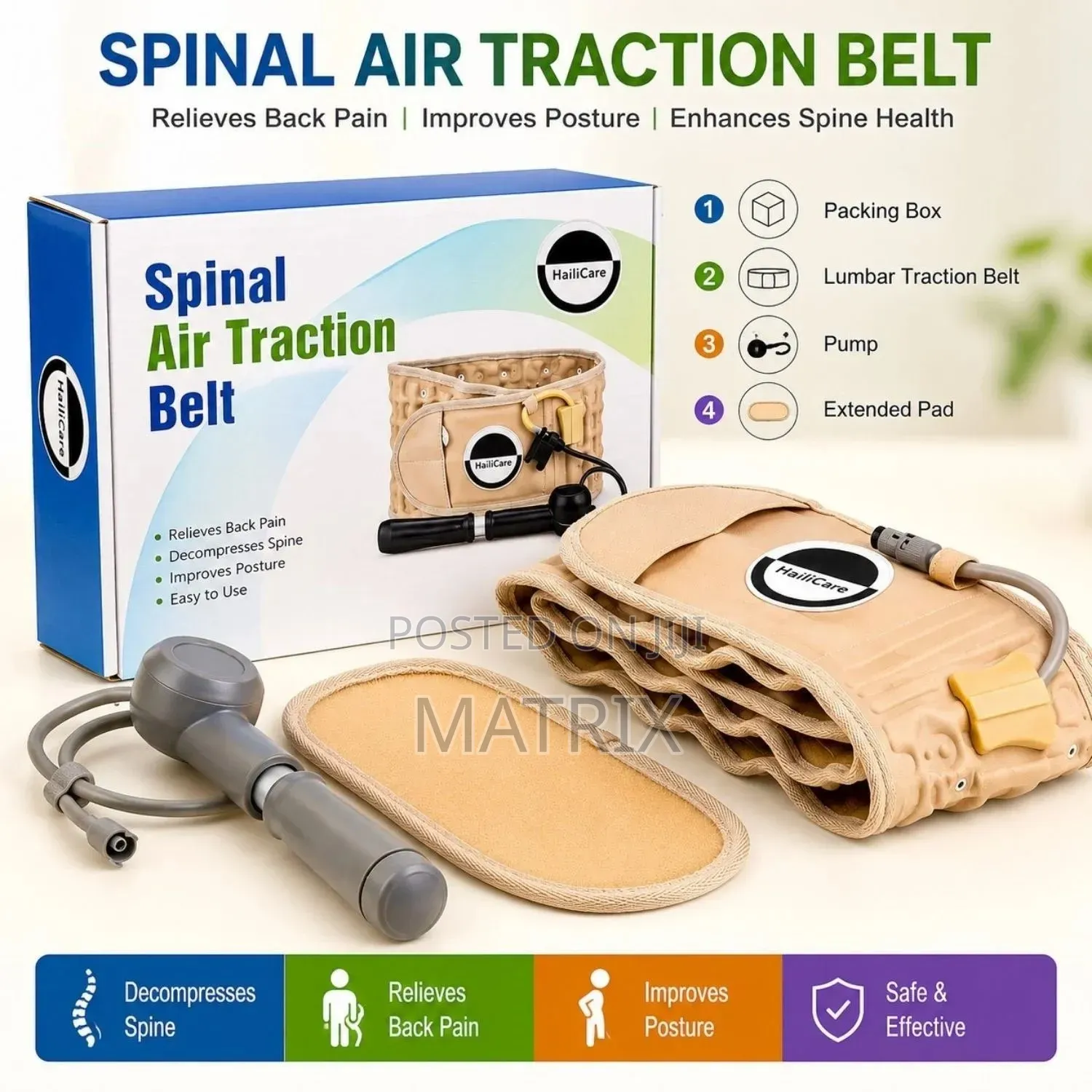Decompression Belt- Inflatable Spinal Traction for Lumbar Support