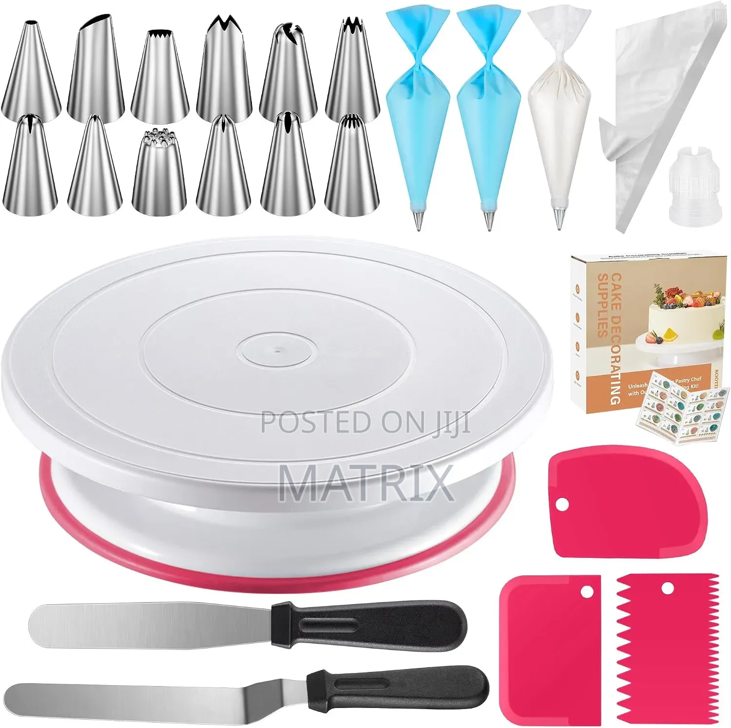 Cake Decorating Kit With Cake Turntable, 12 Icing Piping Tips