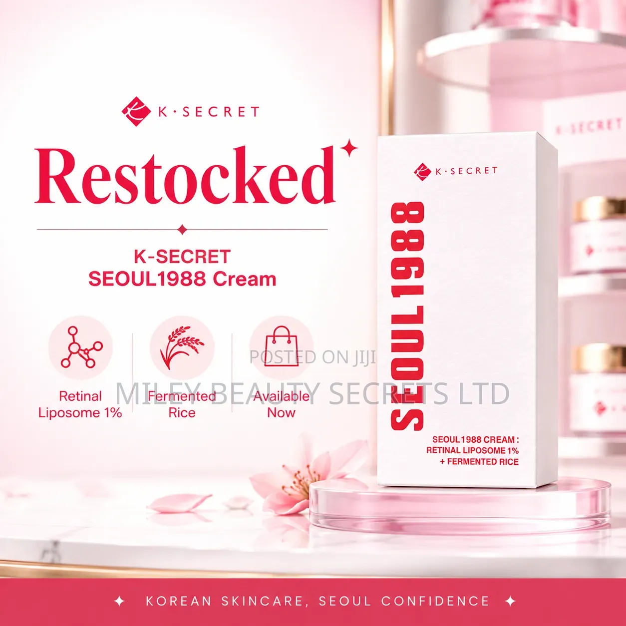 K-Secret SEOUL 1988 Cream: Retinal Liposome 1% + Fermented Rice 🌸✨