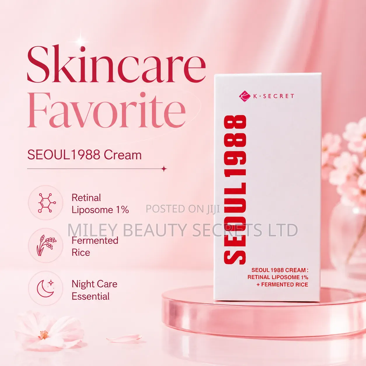 K-Secret SEOUL 1988 Cream: Retinal Liposome 1% + Fermented Rice 🌸✨