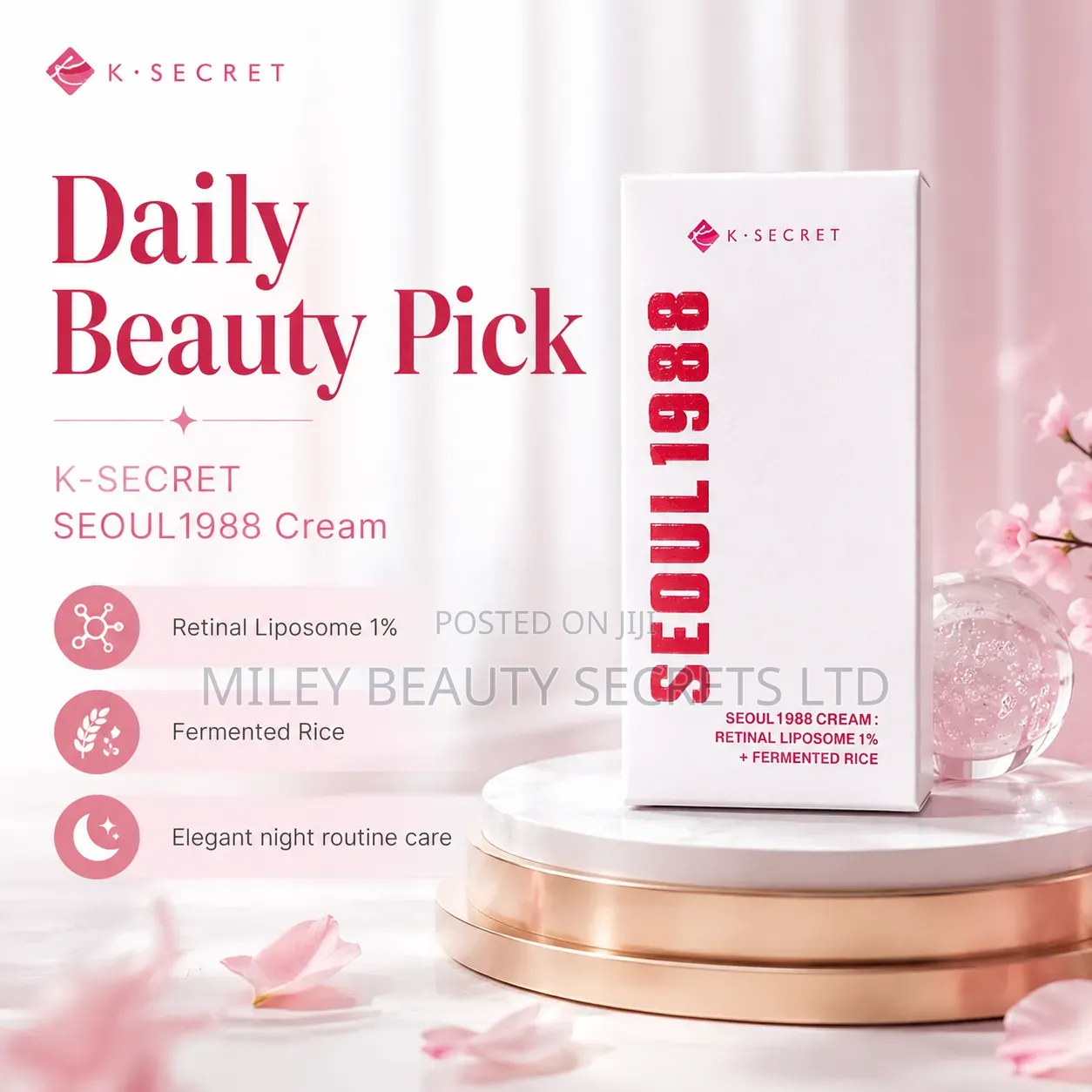 K-Secret SEOUL 1988 Cream: Retinal Liposome 1% + Fermented Rice 🌸✨