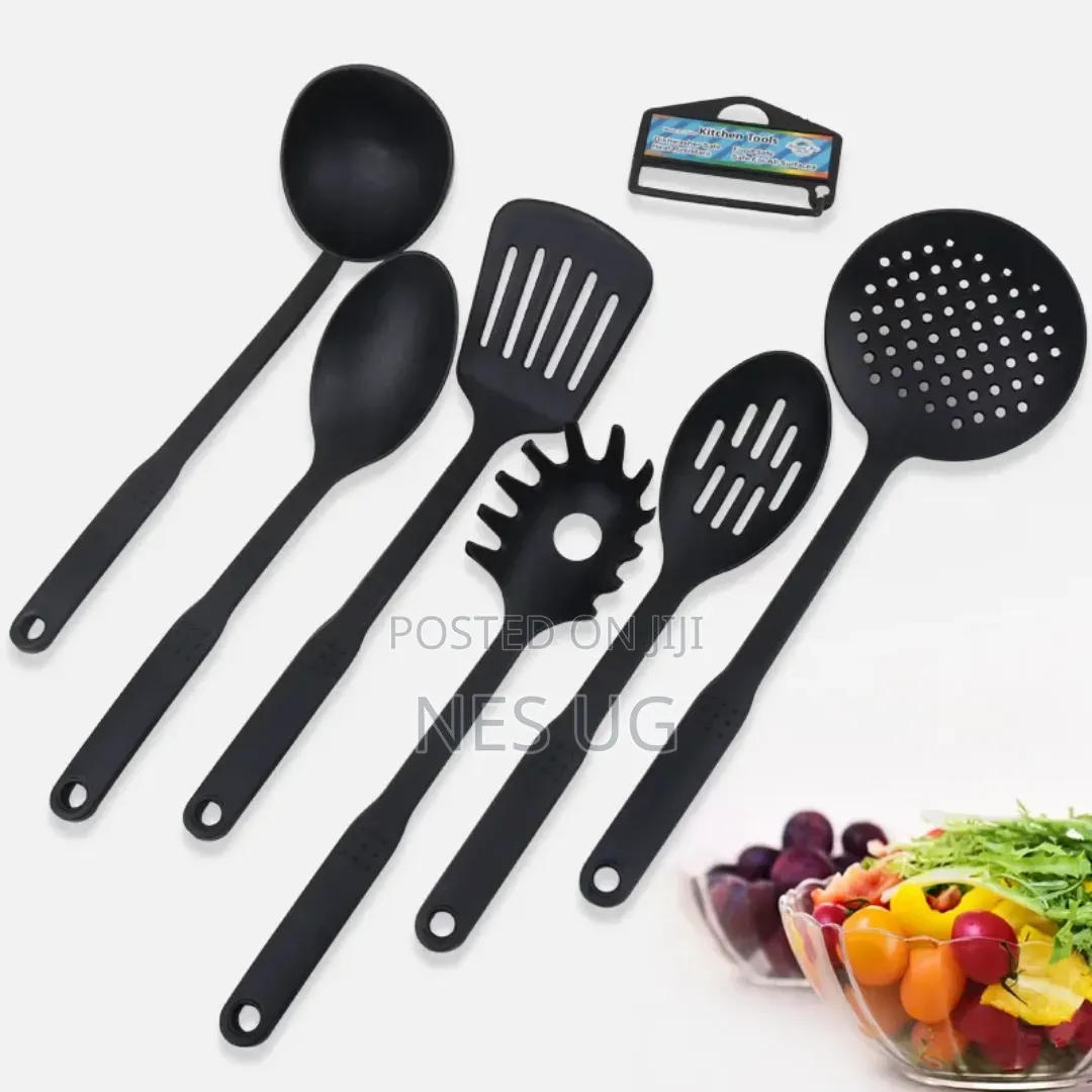 6Pcs Non-Stick Serving Spoons Set Heat Resistant - Black