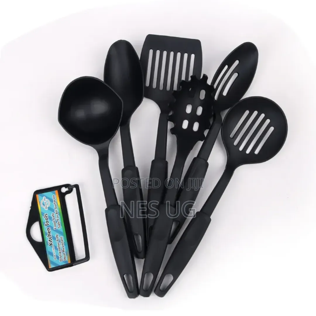 6Pcs Non-Stick Serving Spoons Set Heat Resistant - Black