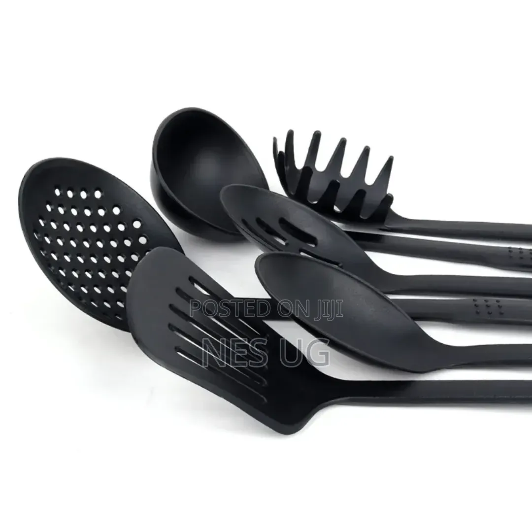 6Pcs Non-Stick Serving Spoons Set Heat Resistant - Black