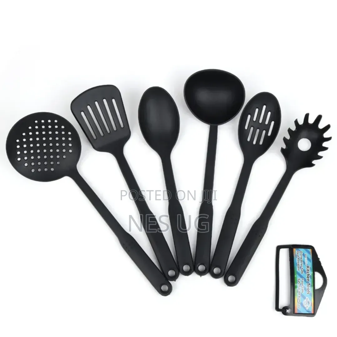 6Pcs Non-Stick Serving Spoons Set Heat Resistant - Black