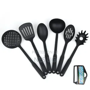 6Pcs Non-Stick Serving Spoons Set Heat Resistant - Black