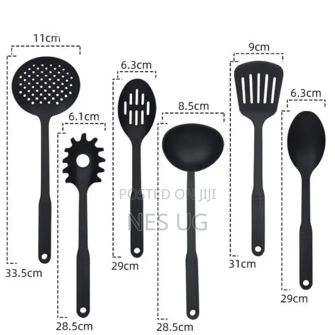 6Pcs Non-Stick Serving Spoons Set Heat Resistant - Black