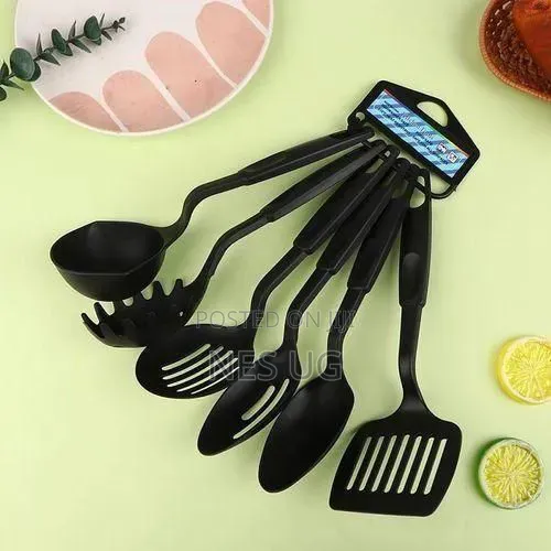 6Pcs Non-Stick Serving Spoons Set Heat Resistant - Black