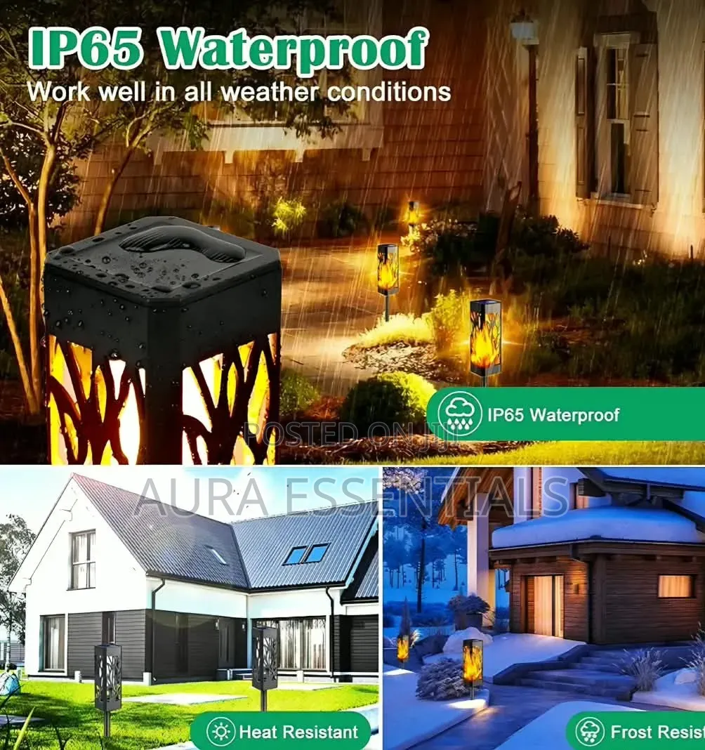 4pcs Solar-Powered LED Garden Torch Lights