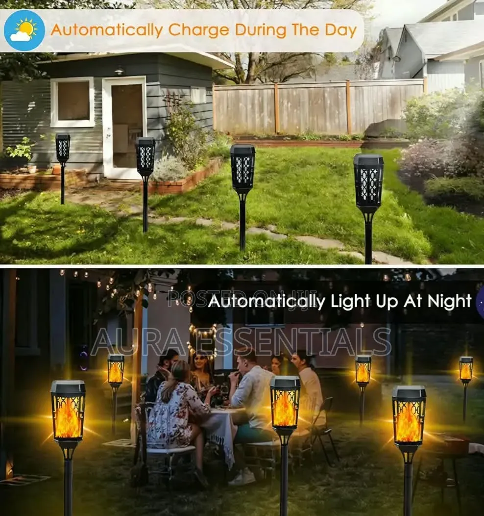 4pcs Solar-Powered LED Garden Torch Lights