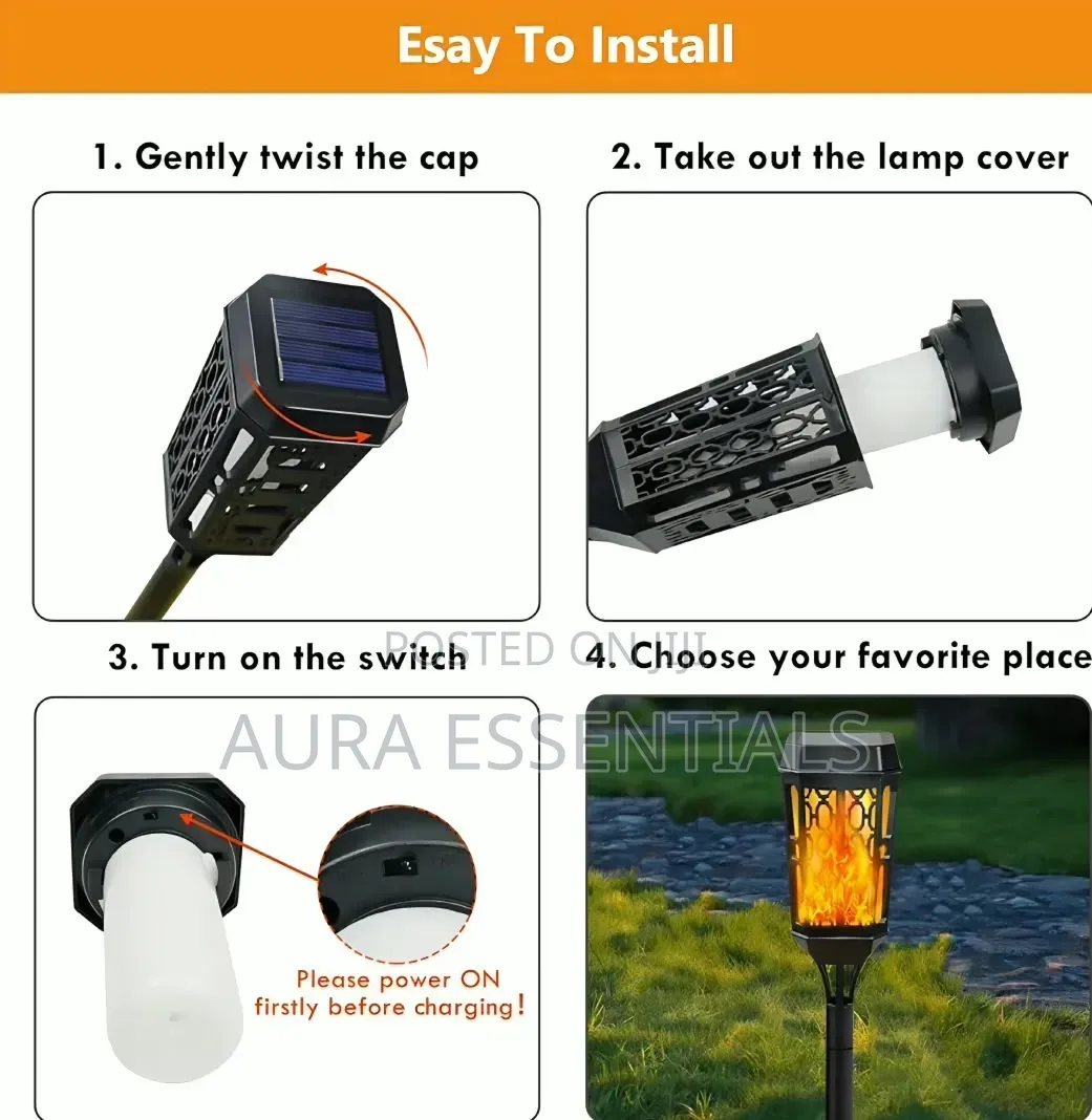 4pcs Solar-Powered LED Garden Torch Lights