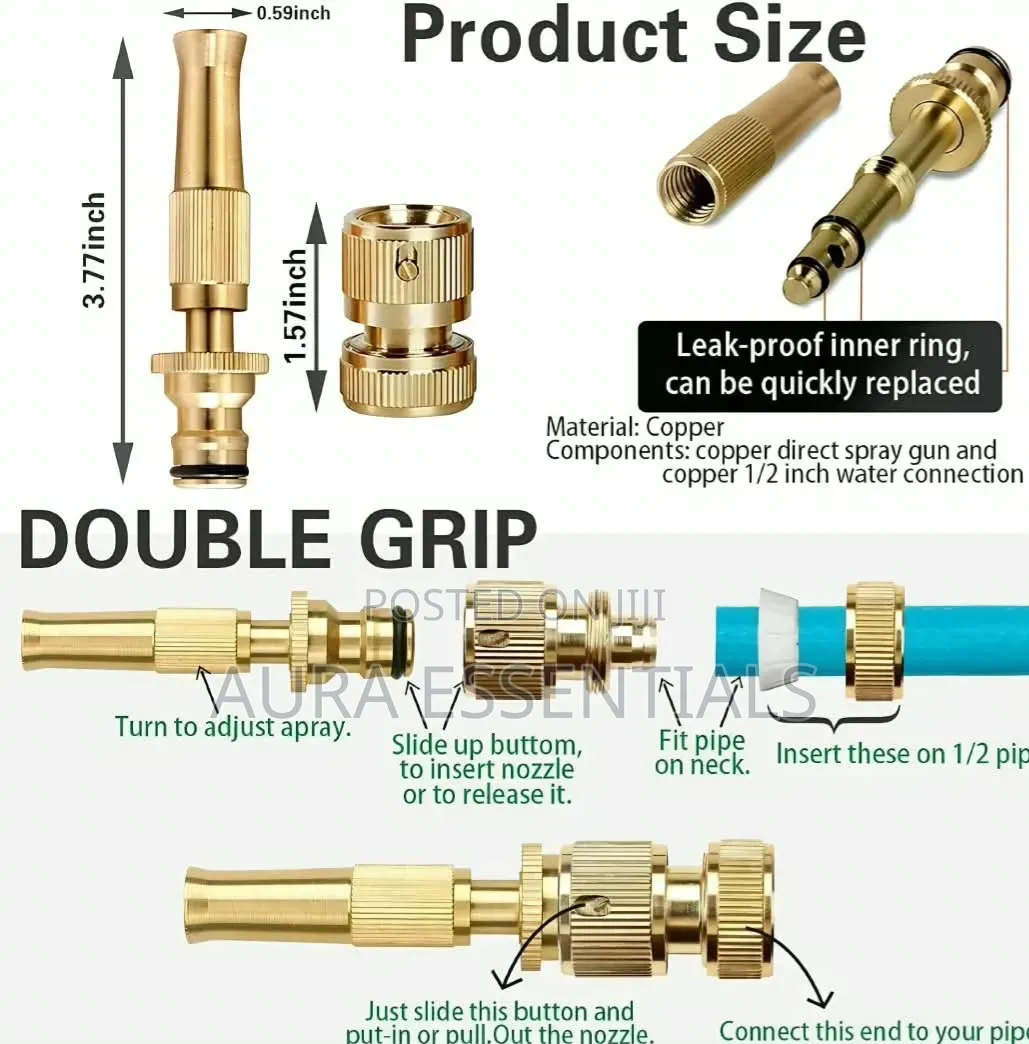 Solid Brass Adjustable High-Pressure Hose Nozzle
