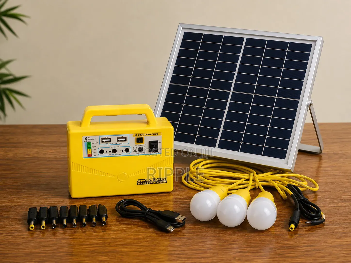 20w Solar Home Lighting Kit With 3 Led Bulbs USB Phone Charging