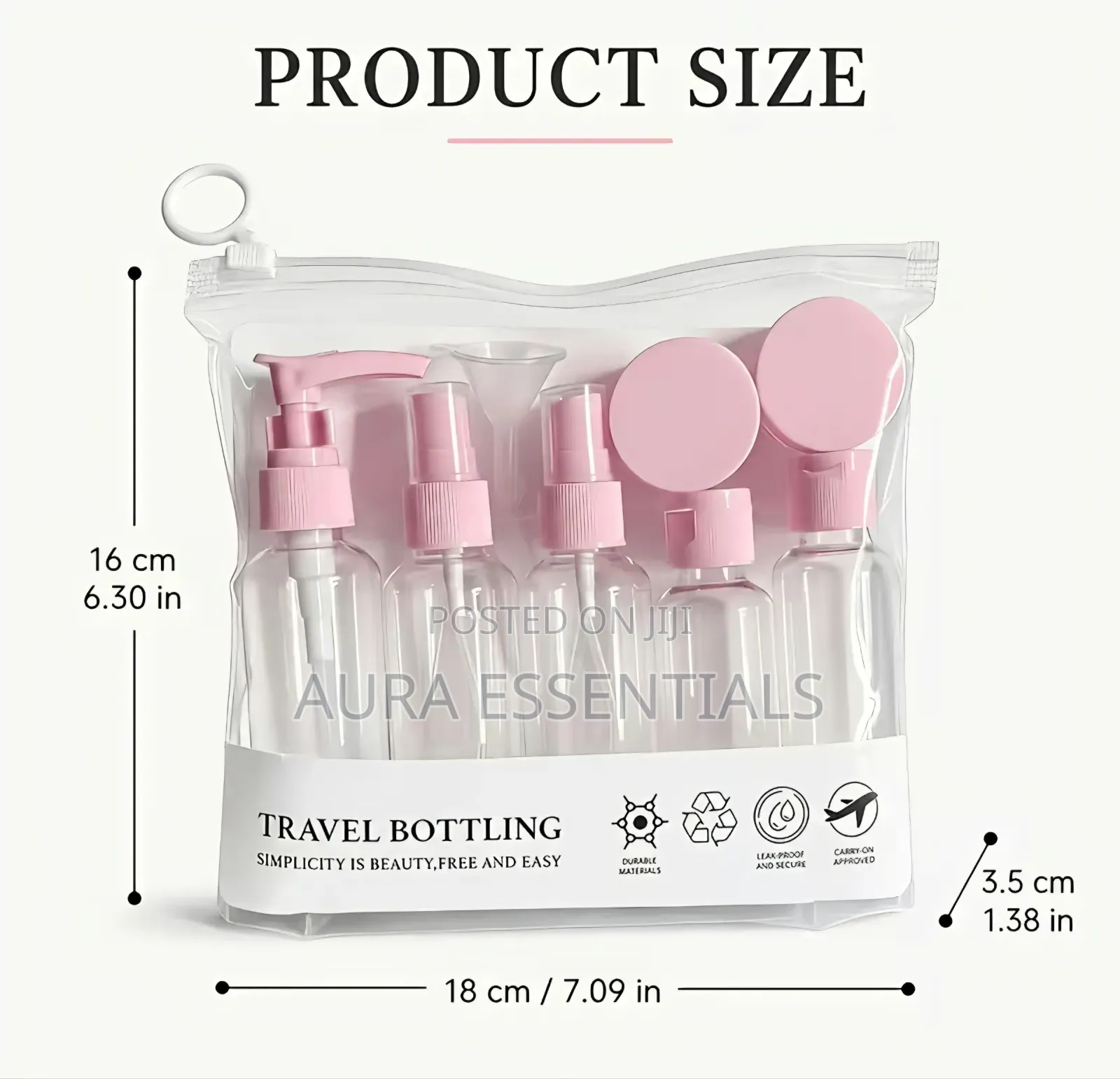 9pcs Piece Clear Travel Empty Bottle Set Travel Set