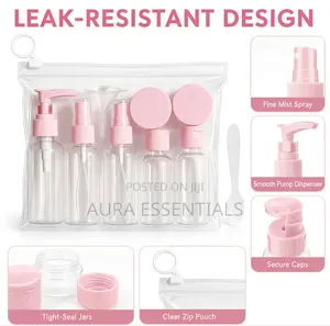9pcs Piece Clear Travel Empty Bottle Set Travel Set