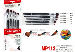 Motarro 6-Piece Black Synthetic Filbert Paintbrush Set