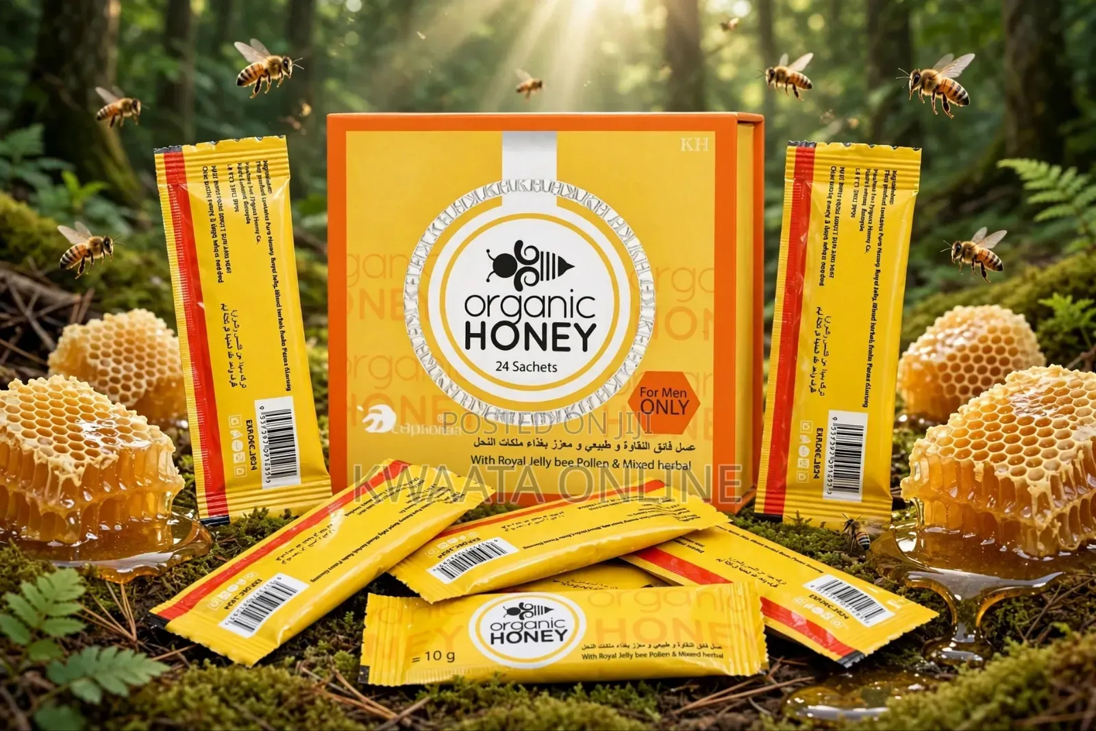 Organic Honey Men Sex Libido Wellness Bedroom Endurance (24 PC Box,10g