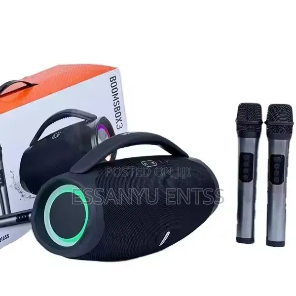 Booms Box Portable Speaker With 2 Microphones