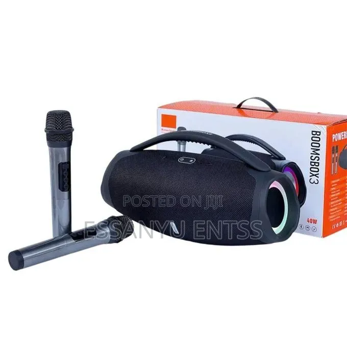 Booms Box Portable Speaker With 2 Microphones