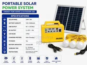 20W Solar Home Lighting Kit With FM Radio & USB Charging