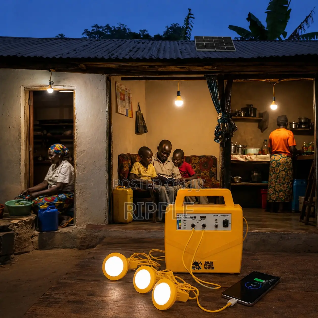 20W Solar Home Lighting Kit With FM Radio & USB Charging