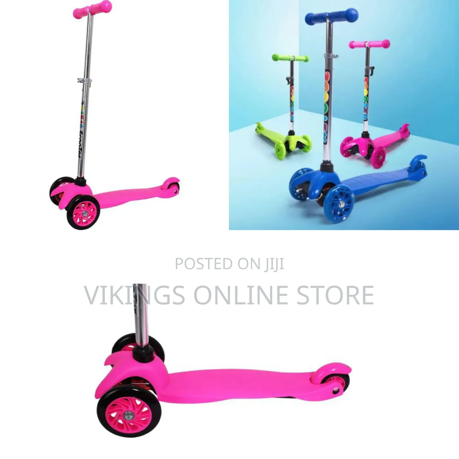 Three-Wheel Lean-to-Steer Kick Scooter Bright LED Flashing Wheels.