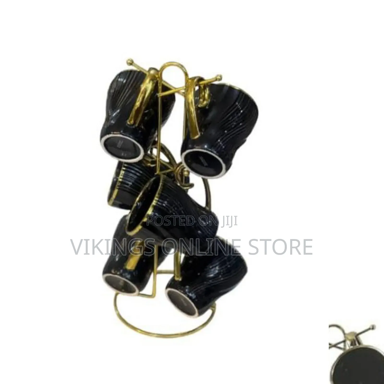 6-Piece Luxurious Ceramic Coffee/Tea Cup Set With a Golden Stand