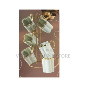 Elegant 6-Piece Flower-Shaped Ceramic Mug Set