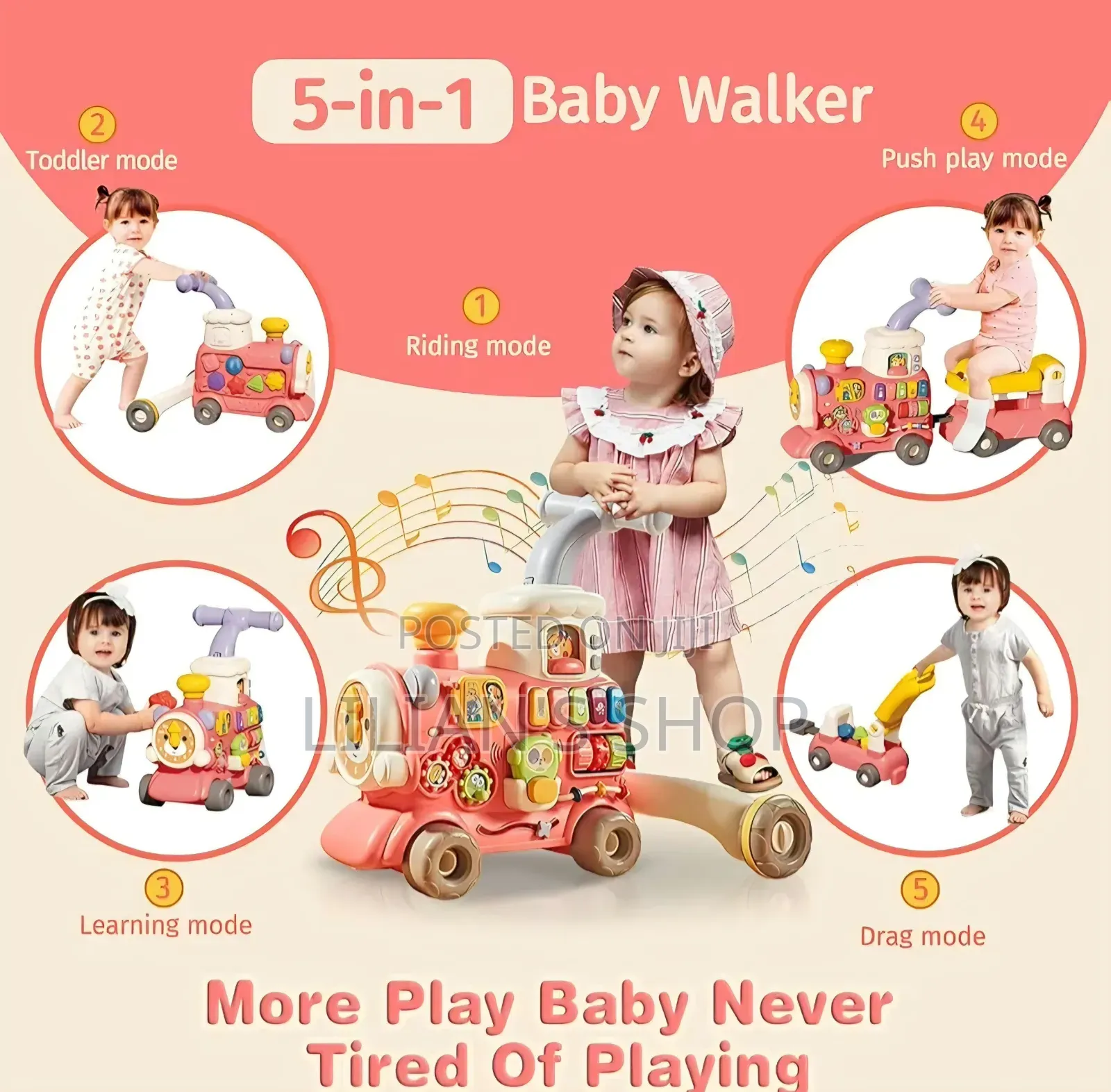5in 1 Sit-to-Stand Baby Walker