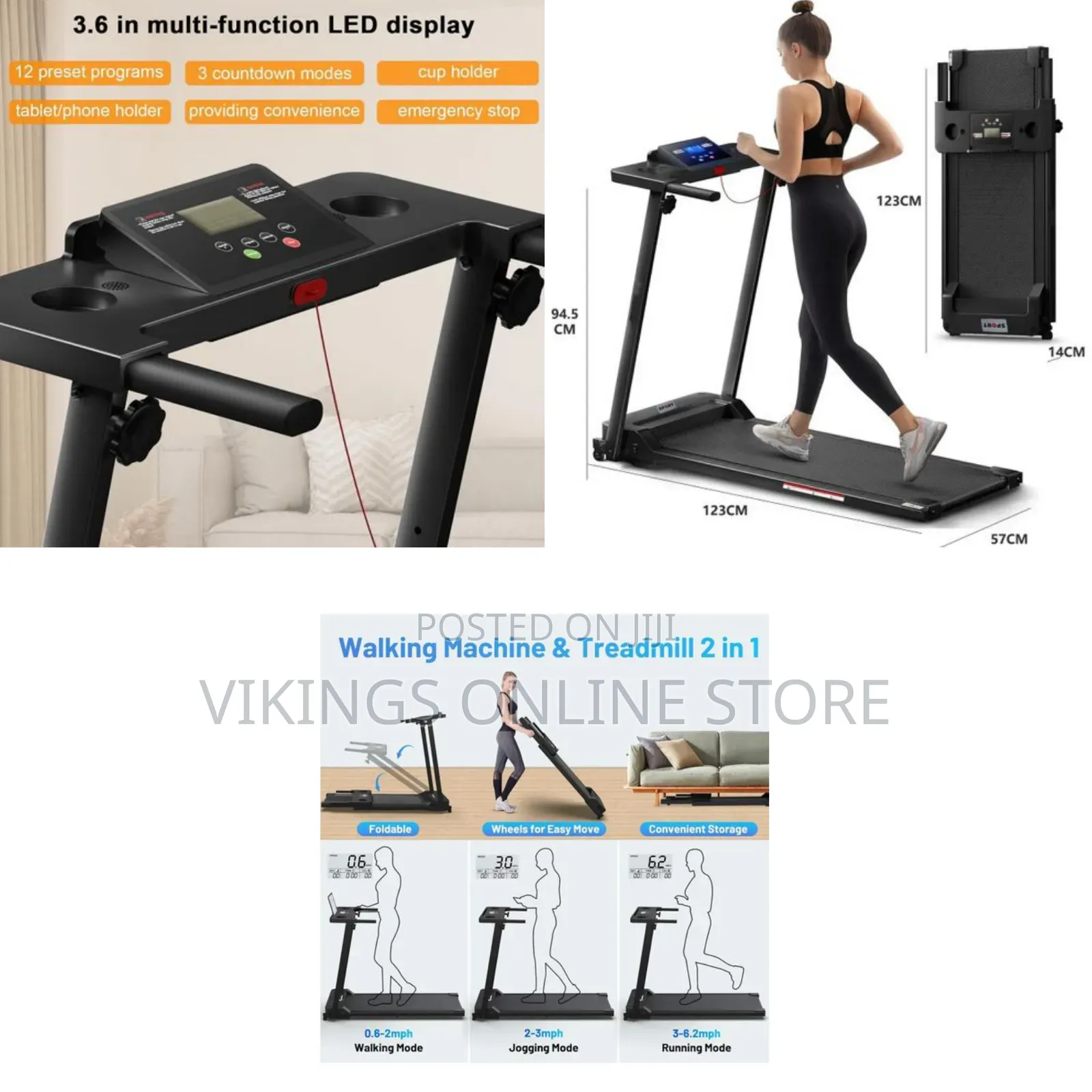 2-in-1 Folding Walking Machine and Treadmill Multifunction Led Display