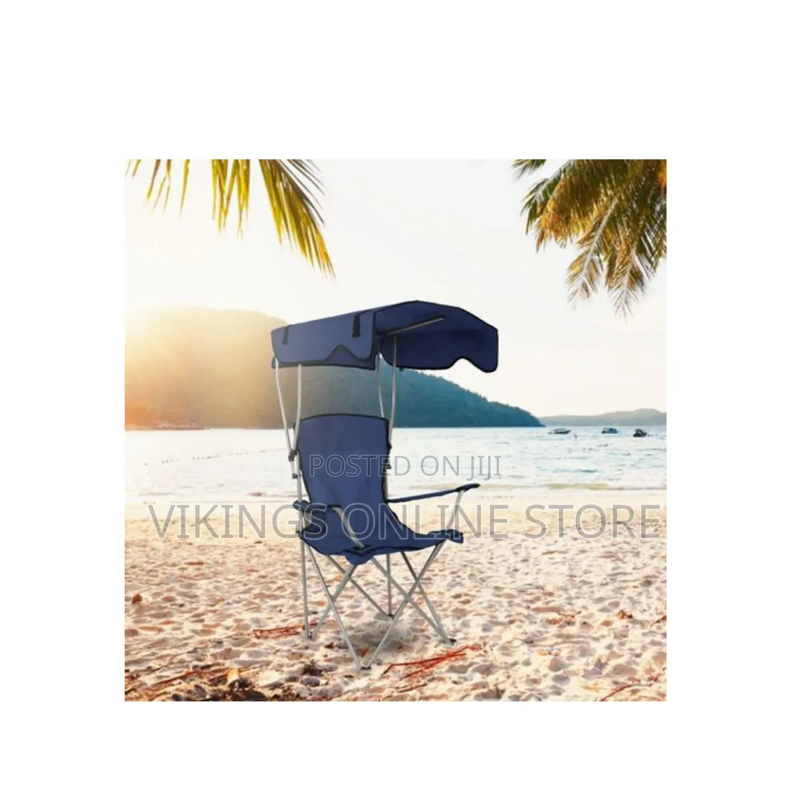 Portable Folding Camping Chair With Integrated Overhead Canopy Shade
