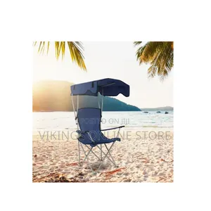 Portable Folding Camping Chair With Integrated Overhead Canopy Shade