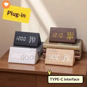 Triangular Wooden LED Digital Alarm Clocks,