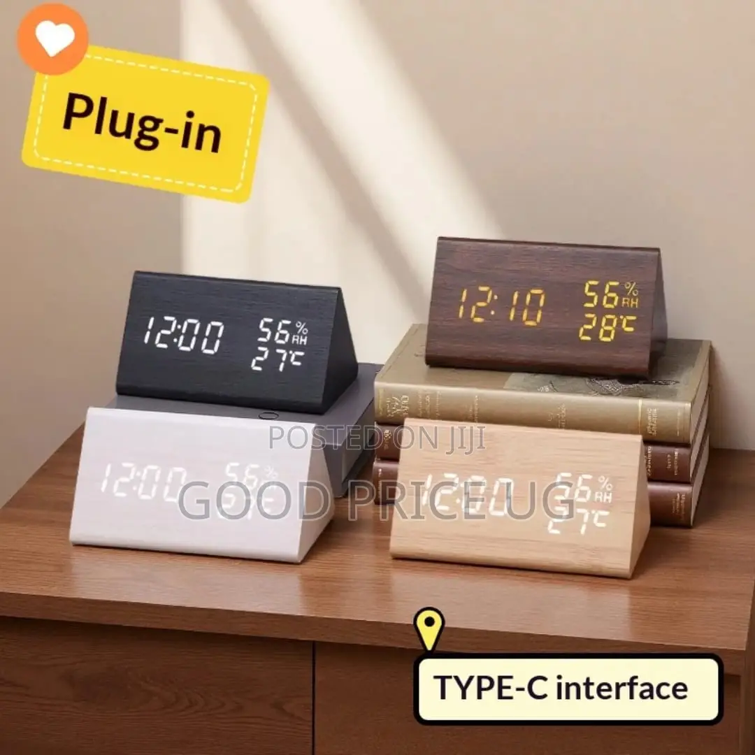Triangular Wooden LED Digital Alarm Clocks,