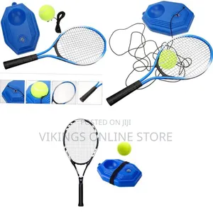 Solo Tennis Training Set With a Blue and Black Racket