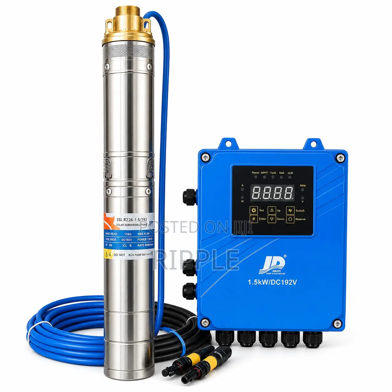 1500W Solar Borehole Pump 159m Head 4,800l/H 192V Deep Well Pump