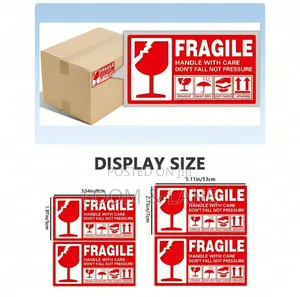 6pcs Coated Paper Printing Fragile Warning Label Sticker
