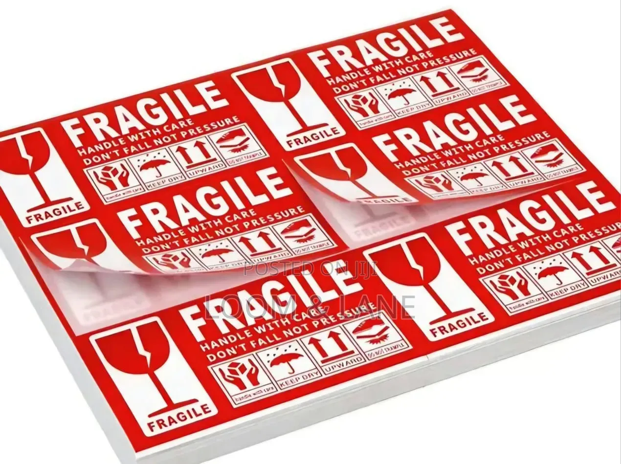 6pcs Coated Paper Printing Fragile Warning Label Sticker