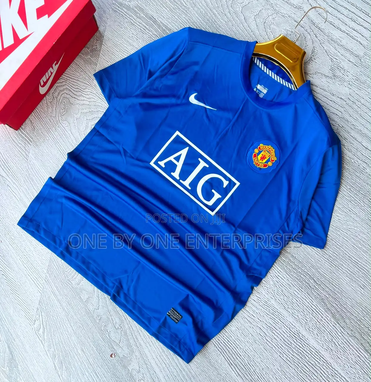 Blue Nike Manchester United 2008–2009 Retro Football Jersery