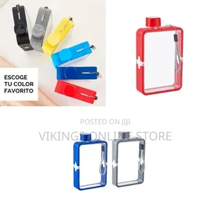 Flat & Portable Water Bottle With a Red Lid and a Carrying Strap